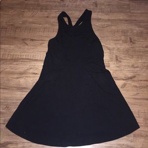 Little Black Cross Back Skater Dress